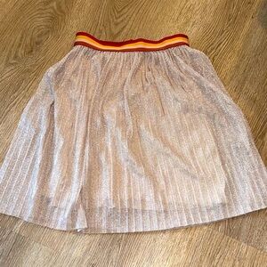 Zara Silver Pleated sparkly Skirt with Red Trim